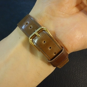 ◆台座付VINTAGE BELT◆高品質国産コードバン カスタムオーダー(台座SIZE/BUCKLE COLOR) WHISKEY BROWN 20mm 受注生産 日本製 腕時計ベルトの画像9