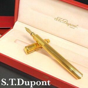 高島屋購入 美品 S.T.Dupont デュポン 万年筆 ペン先 18K/750 F ギャッツビー モンパルナス GT ゴールド Gカード/箱 正規品 最落無