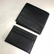 超美品 COACH コーチ 上質レザー 二つ折り財布/カードケース 2点セット メンズ/レディース 財布 名刺入れ パスケース 定期入れ 黒 最落無_画像4