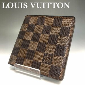 LOUIS VUITTON ルイヴィトン ダミエ ポルトビエ カルトクレディ モネ N61665 二つ折り財布 メンズ 財布 小銭入れあり エベヌ 正規品 最落無