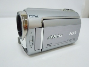 ‡0525 ビデオカメラ Victor Everio GZ-MG35 HDD 30GB シルバー 2009年製 充電ACアダプター欠品 動作未確認 取説t付 元箱付