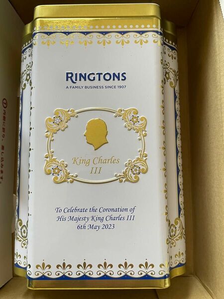 未使用　紅茶商リントンズ RINGTONS チャールズ国王　紅茶缶　限定　空缶