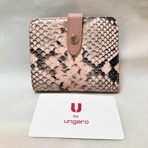 W767 未使用 ungaro ウンガロ 折り財布 二つ折り財布 ボックス小銭入れ 財布 ヘビ柄 レディース