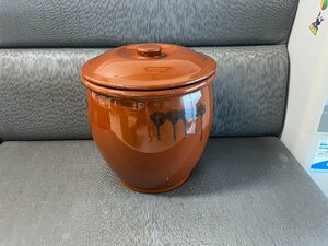 240421★未使用保管品★常滑焼久松★丸壺１0号 蓋付18L★ 陶器製★飲食物容器 味噌/梅干/漬物容器