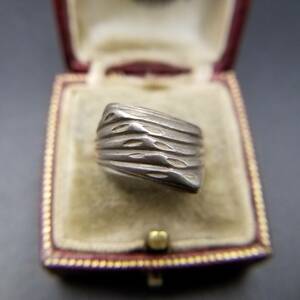 ISC jig The g diagonal design line cut large .. presence 925 Vintage silver ring ring jewelry import Y14-T