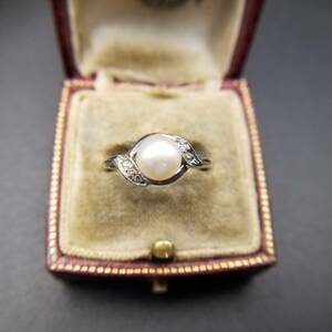 10KP white gold fake pearl clear Stone Classic design Vintage ring ring jewelry import Y14-W