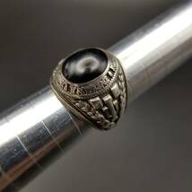 1985年 米国 ヴィンテージ カレッジリング Indiana University オニキス オーバル カボション 925 シルバー 銀 指輪 重厚感 メンズ Y14-H_画像10