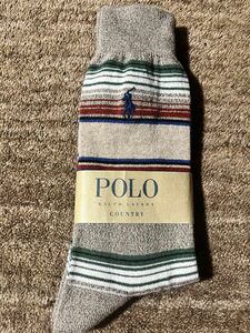 POLO RALPH LAUREN ポロラルフローレン 靴下　25〜27cm マルチボーダー ソックス　ベージュ系