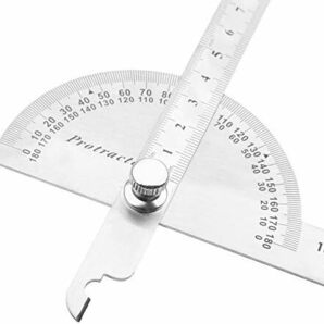 角度計 ゴニオメーター 分度器 ゲージアーム測定 180度回転 定規ツール ステンレス鋼 シルバの画像4