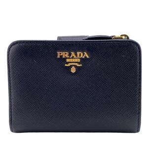 PRADA/プラダ 1ML018 サフィアーノ レザー 二つ折り財布 ブラック レディース ブランド