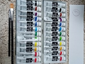  turner acrylic fiber gouache paints 2 box * writing brush ni car that 6