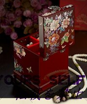 漆器 天然シェル 木製　 真珠層ラッカー貝殻ジュエリーボックス宝石箱結婚アクセサリーケース箱多層_画像2