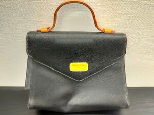 1円〜☆ courrges クレージュ ハンドバッグ レザー ブラック 黒