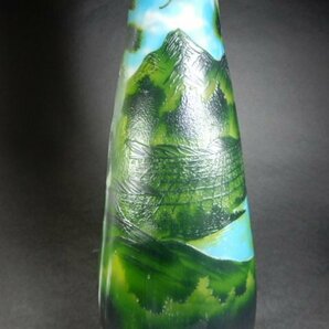 ガレ ガラス 花瓶 風景柄 高さ約53.5cm 花入 オブジェ コレクション Q-3100の画像4