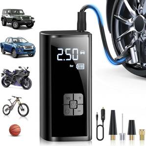 空気入れ 電動 自転車 電動エアーポンプ 充電式 6000mAh 強力モーター コードレス 最大圧力150PSI 自動停止 自動車/自転車/ボール