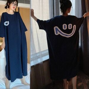 ロングTシャツ　ゆったり　ルームウェア　Tシャツ　部屋着　韓国 ロングワンピース