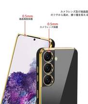 Galaxy S10 Plus ケース 耐衝撃 TPU ケース ソフト メッキ加工 ワイヤレス充電 ラップホール付き 薄型 軽量 メッキ枠 ブラック/ゴールド_画像3