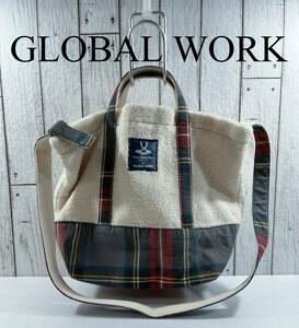 【 美品 】GLOBAL WORK グローバルワーク　レディース 斜めがけ ショルダーバッグ チェック柄 ファッション　送料無料