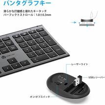 iClever キーボードワイヤレスキーボードマウスセット日本語JIS配列 超薄型 type c充電 フルサイズ テンキー付 マウス3段調節 DPI 無線2.4G_画像2