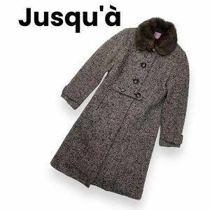 Jusqu' コート　ブラウン系　サイズ38 ファー衿