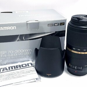 TAMRON タムロン SP 70-300mm F/4-5.6 Di VC USD FOR CANON キャノンマウント フード 説明書 元箱付き M138OCの画像1