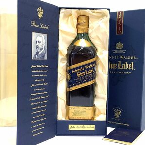 未開栓 JOHNNIE WALKER ジョニーウォーカー Blue Label ブルーラベル 青ラベル 43％ 40ml スコッチウイスキー 冊子 箱付き 古酒 M110O.の画像1