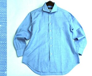 【麻混】鎌倉シャツ Maker's Shirt 鎌倉 長袖カッタウェイシャツ サイズL相当 日本製 0415h