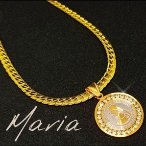 1円スタート マリアモチーフ 喜平ネックレス 18K Gold Plated 18KGP 鍍金 ゴールド necklace 48cm レディース メンズ ユニセックス 225+001の画像1