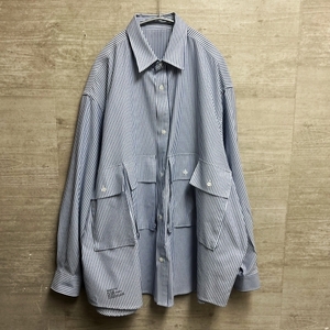 Fresh Service フレッシュサービス Dry OxFord Flap Pocket L/S Shirt ストライプシャツ ブルー系 Onesize 【中目黒B04】