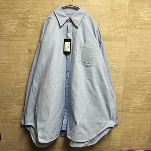 RAF SIMONS Raf Simons 231-M243 23SS OVERSIZED DENIM SHIRT WITH LEATHER PATCH Denim рубашка голубой sizeL [ средний глаз чёрный B04]