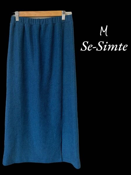 【Se-Simte】ニットタイトスカート/M/ブルー