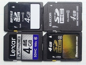 ★ＳＤＨＣメモリーカード ４GB ４枚 中古★送料６３円～