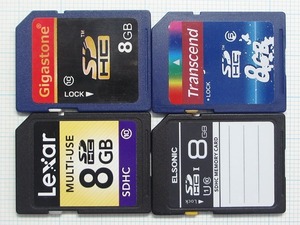 ★ＳＤＨＣ メモリーカード ８ＧＢ ４枚 中古★送料６３円～