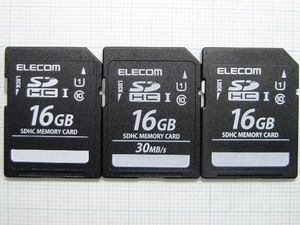 ★ELECOM ＳＤＨＣ メモリーカード １６ＧＢ ３枚 中古★送料６３円～