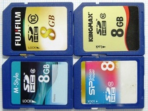 ★ＳＤＨＣ メモリーカード ８ＧＢ ４枚 中古★送料６３円～