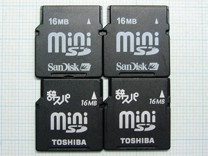 ★miniSDメモリーカード １６ＭＢ ４枚 中古★送料６３円～