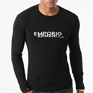 送料無料 48 EMPORIO ARMANI エンポリオアルマーニ 111023 2F725 ブラック Tシャツ 長袖 ロゴ size S