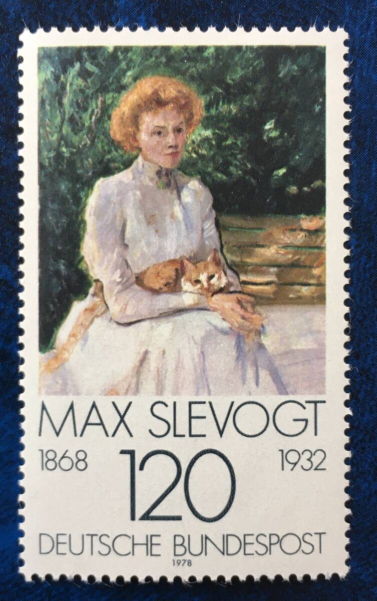 [Picture stamp] Germany 1978 German Impressionist painting Woman with Cat by Max Sleevogt 1 type Unused, antique, collection, stamp, postcard, Europe