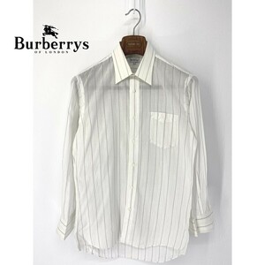 A6243/春夏 BURBERRY バーバリー コットン リネン ストライプ カジュアル カッター Yシャツ 38-78 白/日本製 メンズ スーツ用 ビジネス