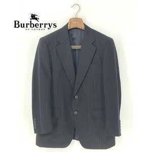 A8499/ビンテージ 90s 美品 秋冬 総裏 BURBERRY バーバリー ウール ストライプ テーラード シングル2Bジャケット AB4 165 S程 濃紺/メンズ