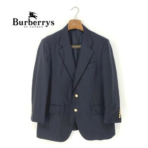 A6799/ビンテージ 90s 極美品 秋冬 BURBERRY バーバリー ウール モヘア 金ボタン テーラード シングル2BジャケットS程 BE3濃紺/濃紺/メンズ