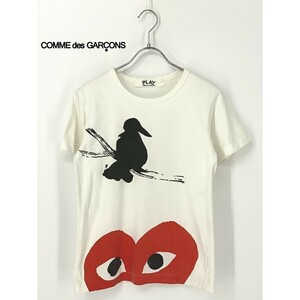 A8805/美品 春夏 PLAY COMME des GARCONS コムデギャルソン コットン 半袖 デカロゴ プリント Tシャツ カットソー M程 白 レディース