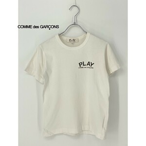 A8154/AD2002 美品 春夏 PLAY COMME des GARCONS コムデギャルソン コットン 丸首 胸ロゴ 半袖 Tシャツ カットソー M 白/日本製 レディース