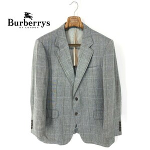 A6572/ with translation Vintage 80s spring summer unlined in the back BURBERRY Burberry wool linen tailored single 2B jacket 175 BB6 grey / men's 