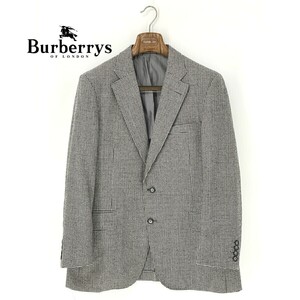 A8454/ビンテージ 80s 春夏 背抜き BURBERRY バーバリー ウール 千鳥格子 テーラード シングル2Bジャケット AB6 175 L程 灰色/メンズ