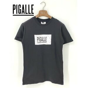 A8705/極美品 春夏 PIGALLE ピガール コットン 半袖 デカ ビッグ ロゴプリント クルーネック Tシャツ カットソー XL 黒 メンズ