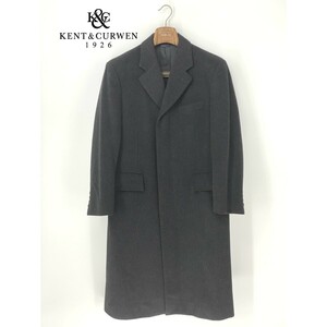 A9026/極美品 秋冬 KENT＆CURWEN ケント＆カーウェン ウール 長袖 チェスター ロング コート 90A4 M程 黒 メンズ ダーバン ビジネス