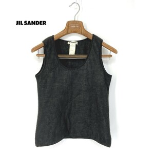 A6588/春夏 JIL SANDER ジルサンダー カシミヤ モヘア ノースリーブ チュニック キャミソール カットソー ニット セーター 38黒/レディース