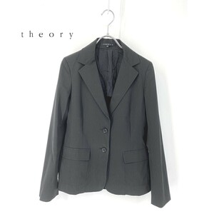 A6052/春夏 総裏 THEORY セオリー コットン 無地 シングル2B テーラードジャケット 0 M程 黒/日本製 レディース スーツ用 ビジネス