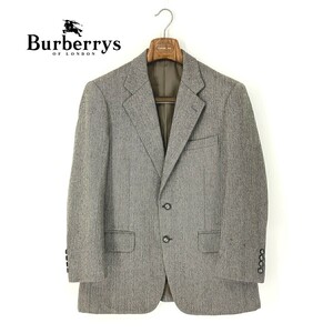 A6962/訳あり ビンテージ 80s 秋冬 総裏 BURBERRY バーバリー ウール ヘリンボーン テーラード シングル2Bジャケット A5 170 灰色/メンズ